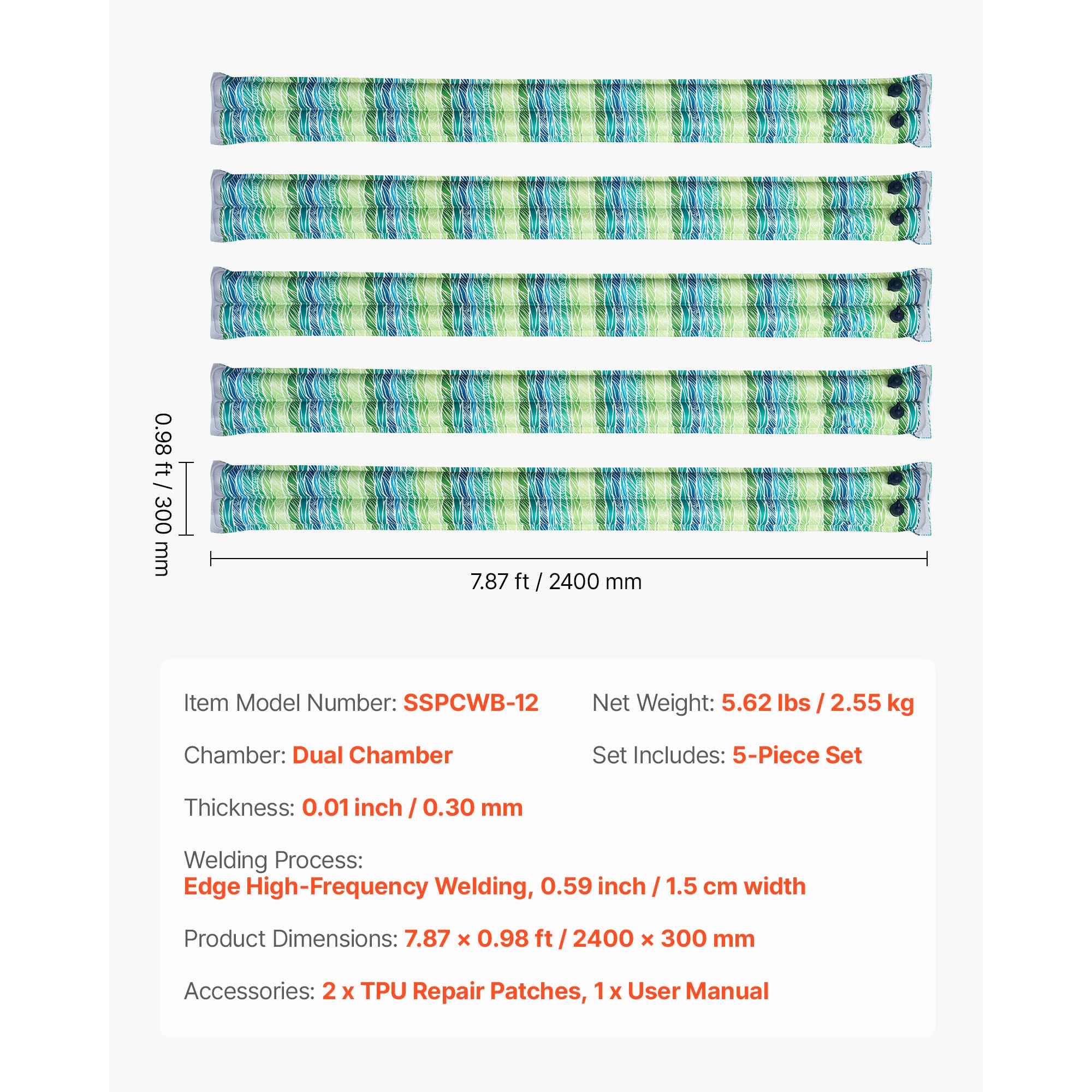 Reflective Water Bags For Pool Covers Double Chamber Design 5 Pack_voghion.com